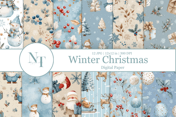 Download Winter Christmas Digital Paper Pack - Premium Resources