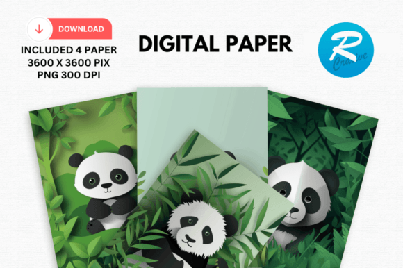 Download Watercolor Cute Panda Digital Paper - Cute panda digital paper Collection