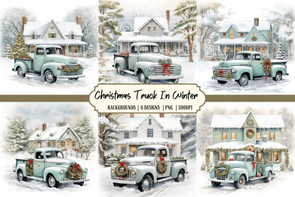Download Christmas Truck in Winter Background - Winter background Collection