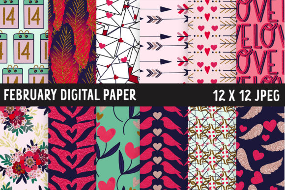 Download February Digital Paper | Valentines - February digital paper Collection