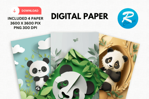 Download Watercolor Cute Panda Digital Paper - Cute panda digital paper Collection