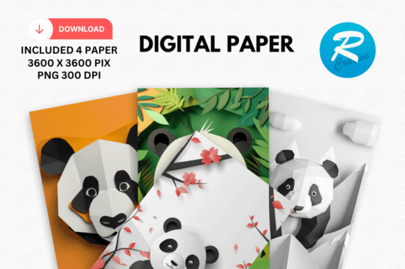 Download Watercolor Cute Panda Digital Paper - Cute panda digital paper Collection