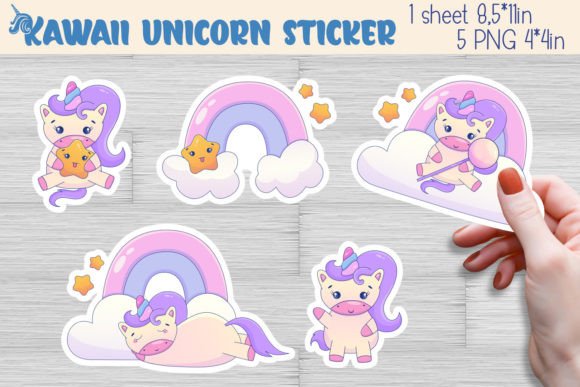 Download Kawaii Unicorn Stickers 5 PNG - Unicorn stickers Collection